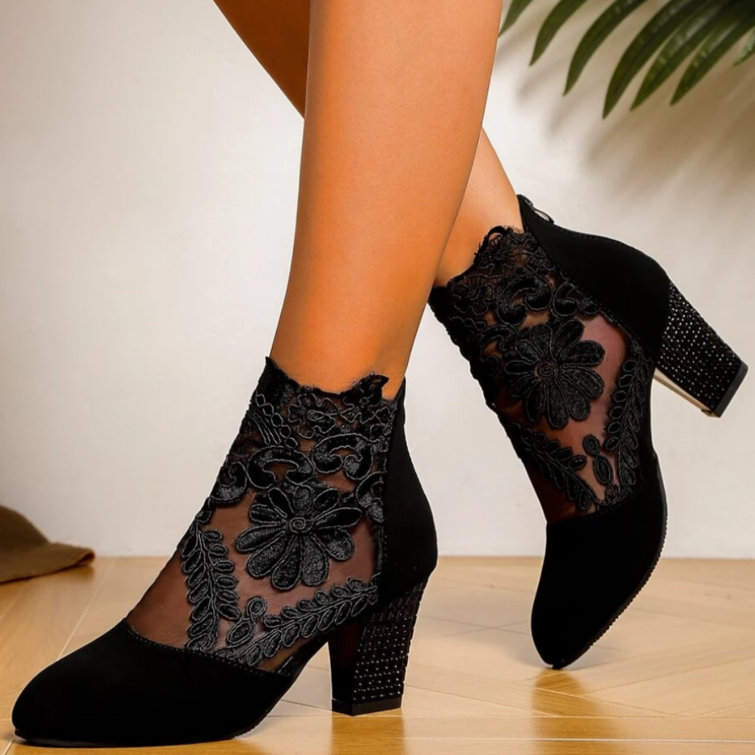 GR | Embroidered High-Heel Boots - Trendy Footwear