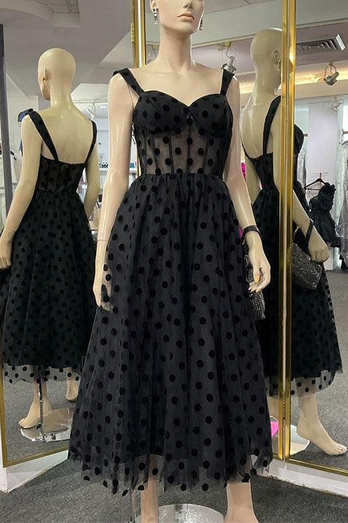 GR | Rosiekleid V-Ausschnitt Polka Dot Mesh A-Linie Midi Cami Kleid