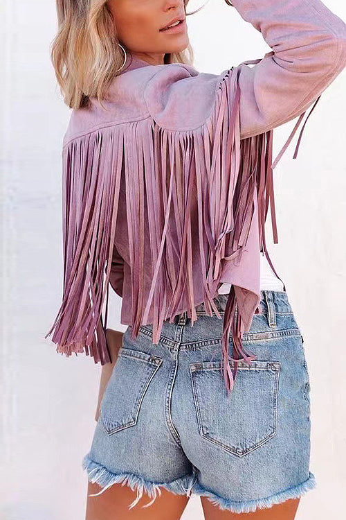 GR | At Your Best Fringe Edge Faux Suede Shacket