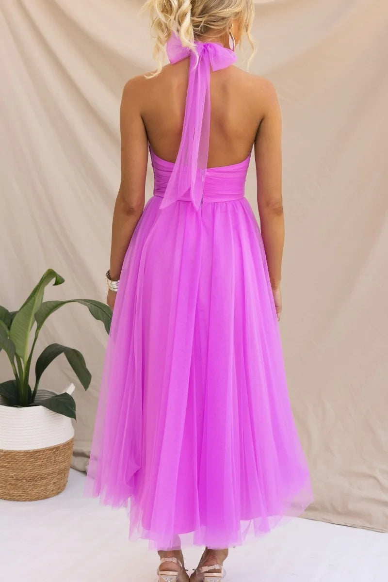 GR | Halter Tüll Midi Kleid