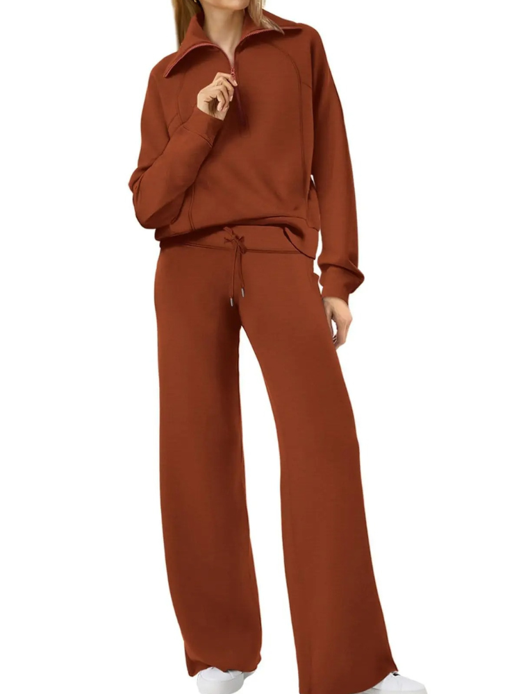 GR | Comfortable women's loungewear set with stand-up collar and drawstring, modern set