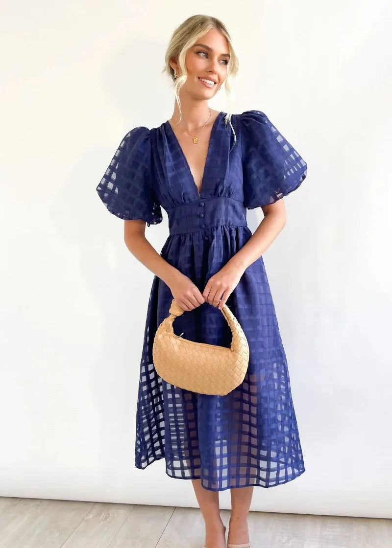 GR | Puffärmel Midi-Kleid