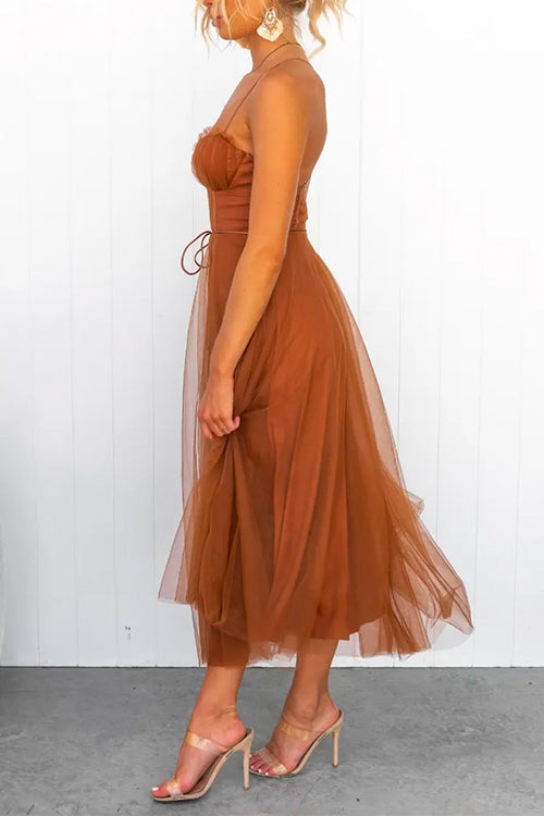 GR | Rosiedress Open Back Fitted Swing Maxi Cami Tulle Dress