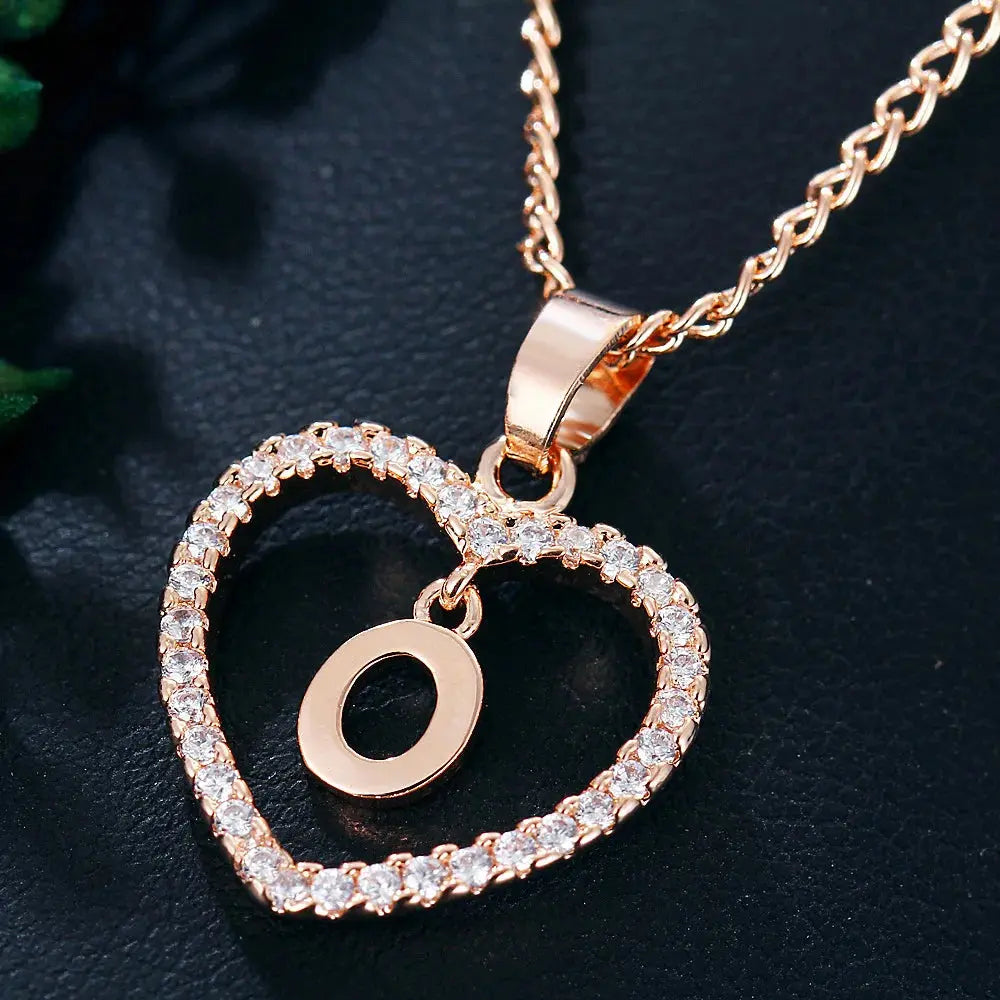 GR | Letter Zircon Love Necklace Jewelry Pendant