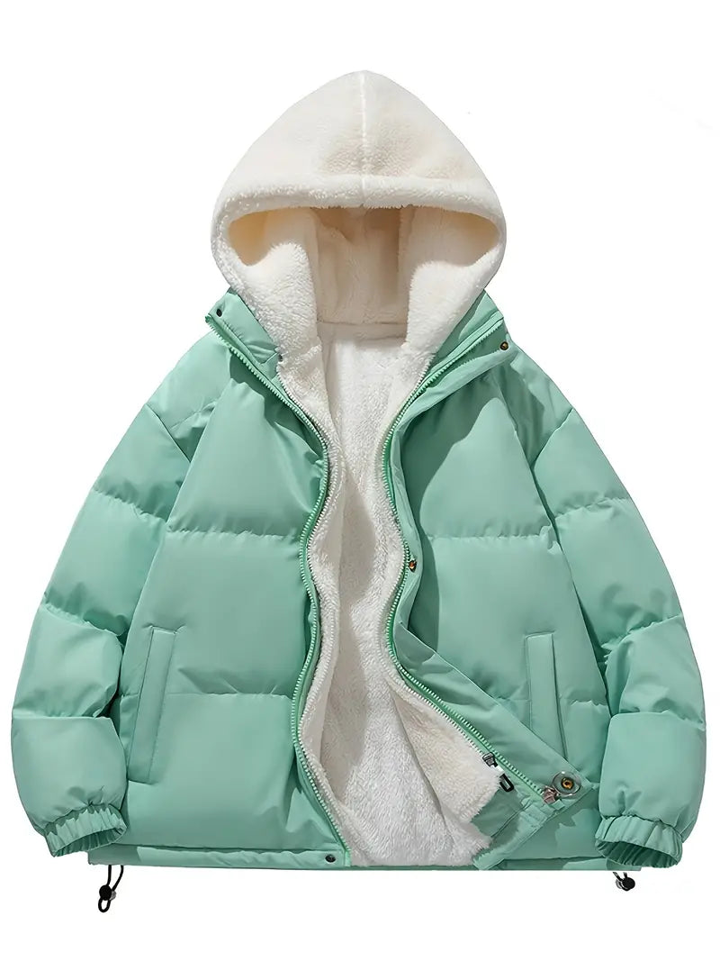 GR | Long-sleeved fleece hooded jacket with pockets