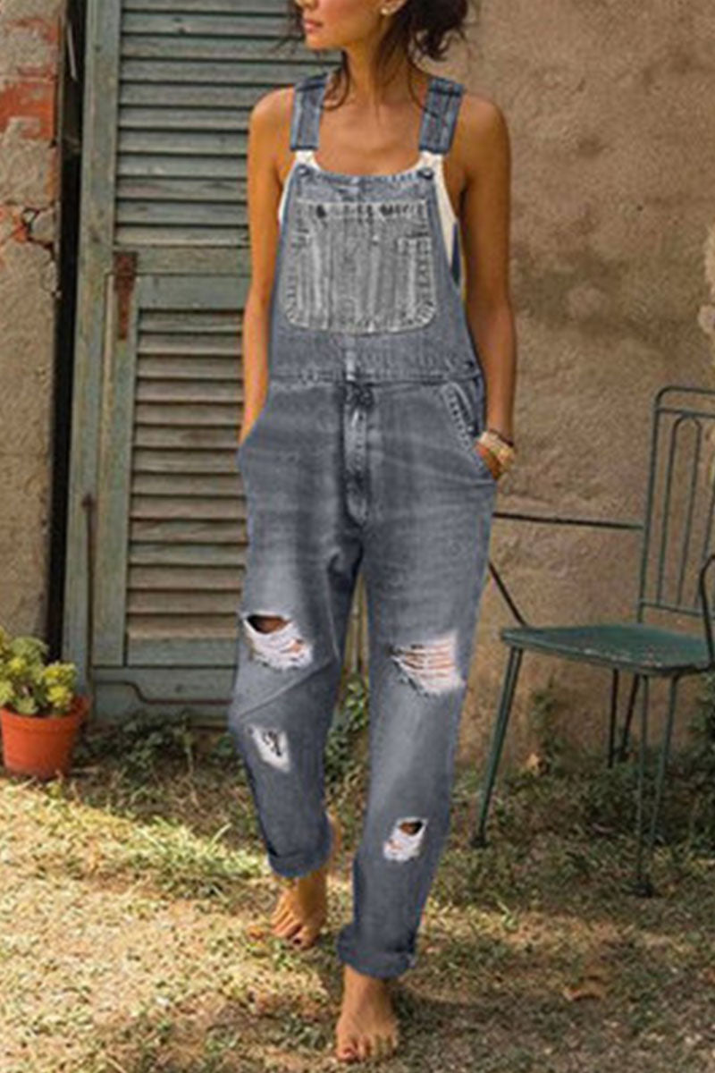 GR | Fashion Casual Solid Gathered Loose Denim