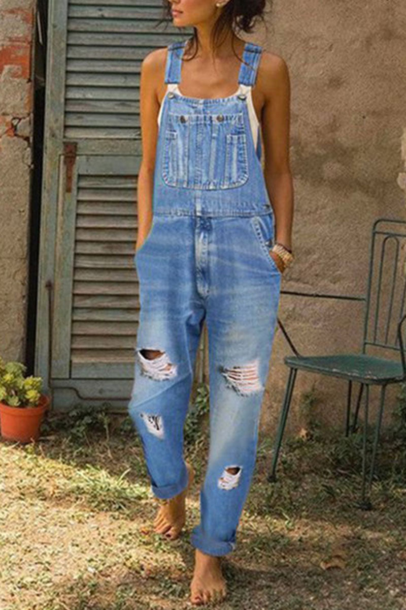 GR | Fashion Casual Solid Gathered Loose Denim