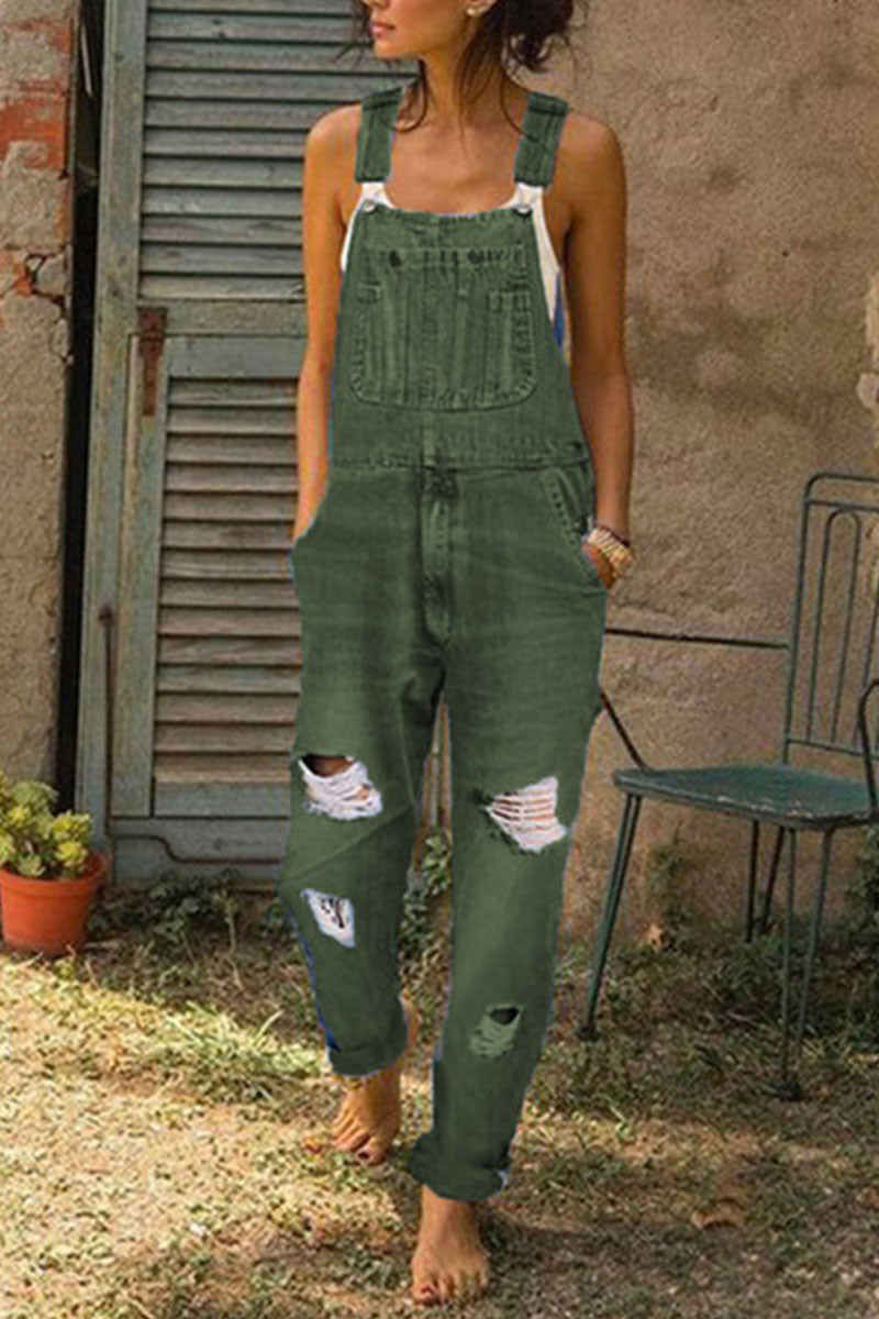 GR | Fashion Casual Solid Gathered Loose Denim