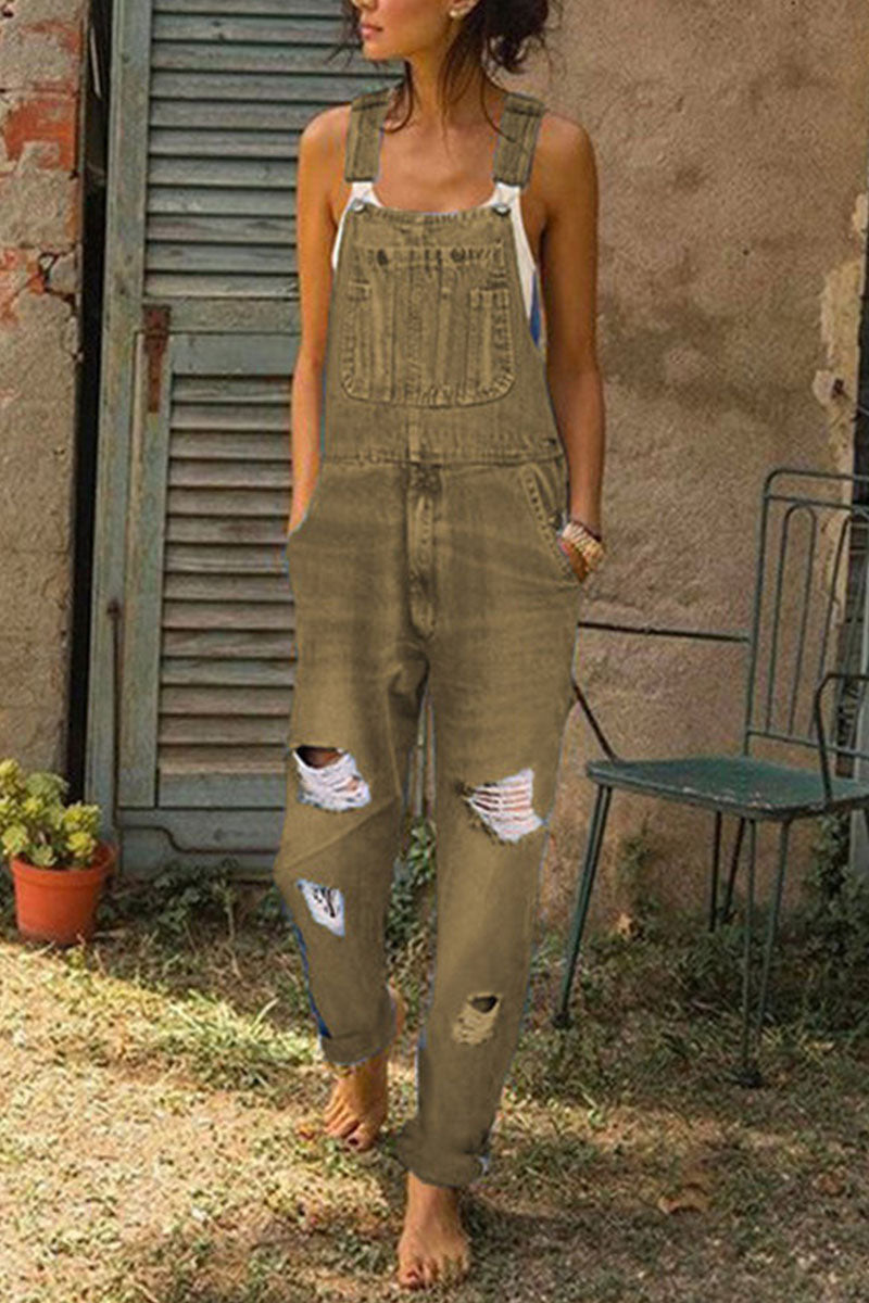 GR | Fashion Casual Solid Gathered Loose Denim