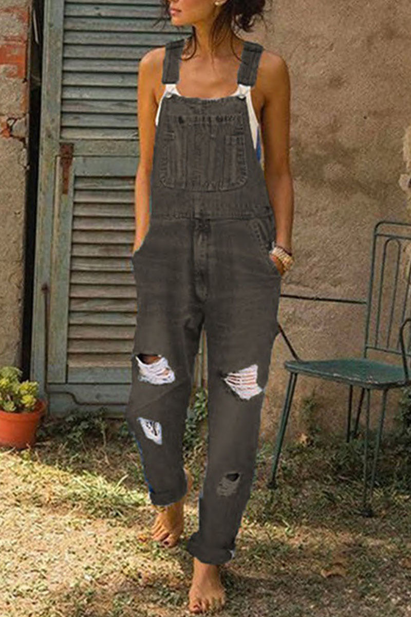 GR | Fashion Casual Solid Gathered Loose Denim