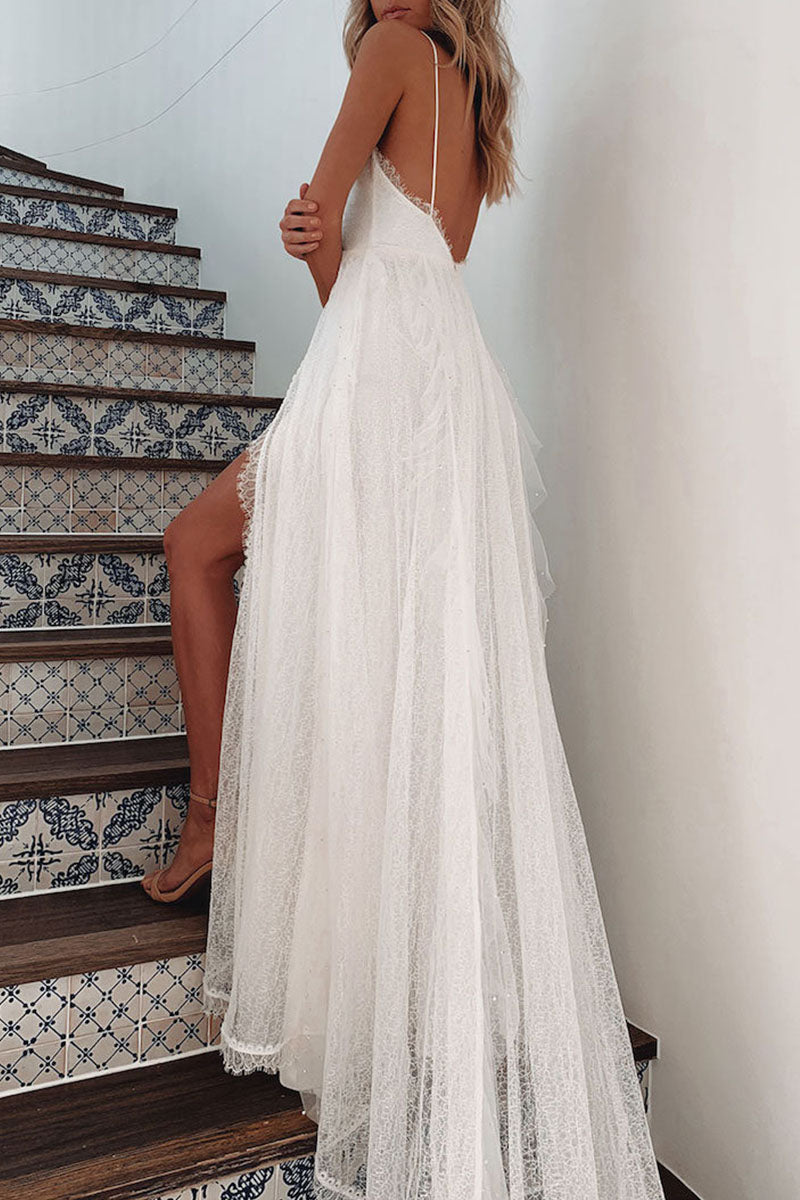 GR | Fashion Sexy Solid Patchwork V-Neck Irregular Dresses