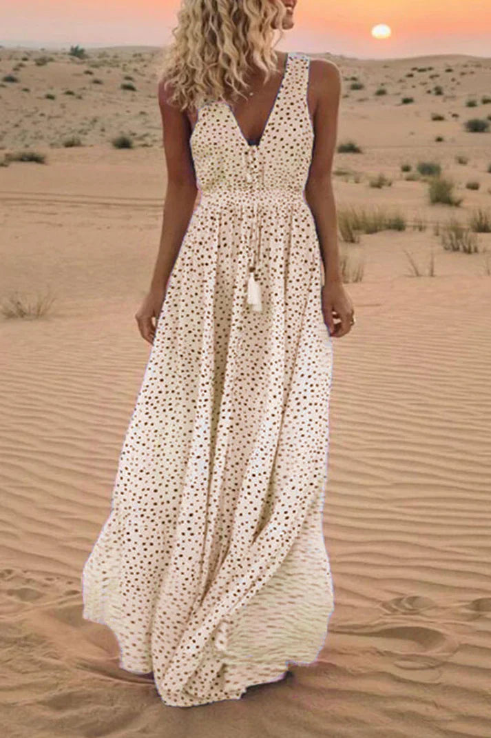 GR | Boho style with polka dot patchwork, V-neck and A-line cut 