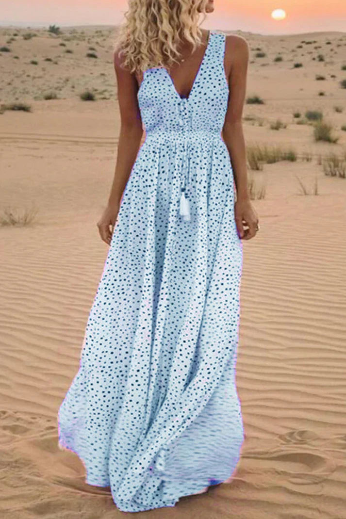 GR | Boho style with polka dot patchwork, V-neck and A-line cut 