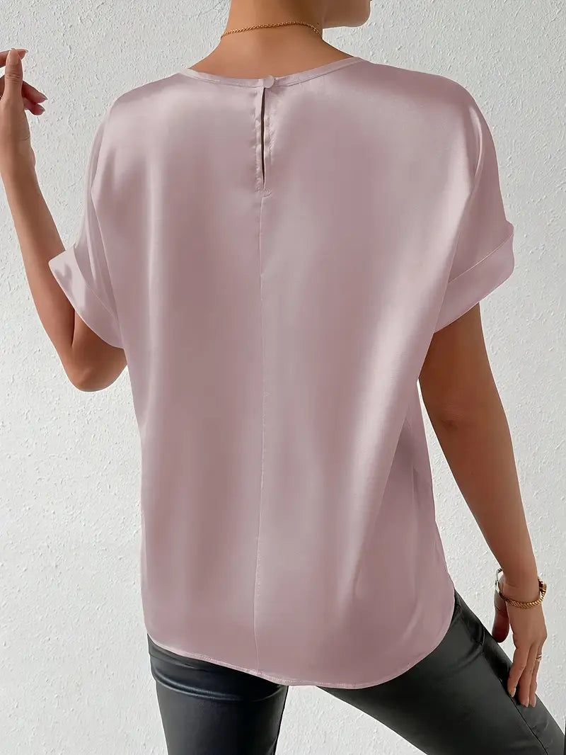 GR | Satin T-Shirt with Rolled-Up Sleeves for Women