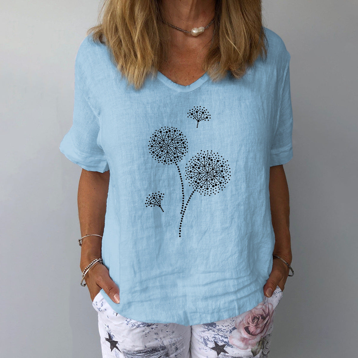 GR | Casual cotton-linen shirt for women