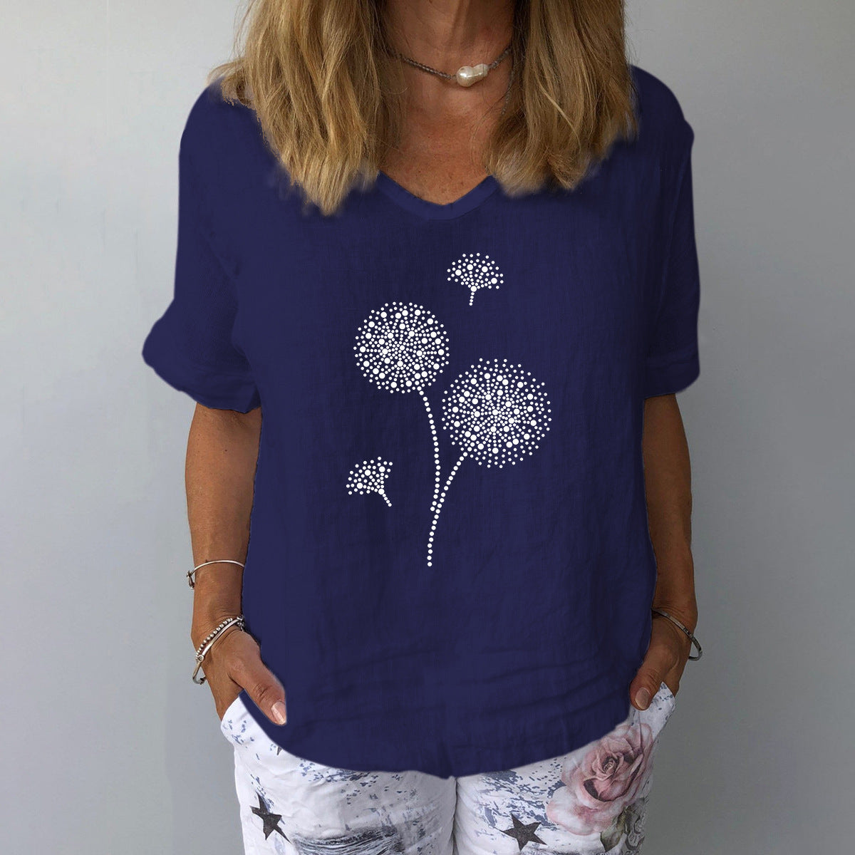 GR | Casual cotton-linen shirt for women