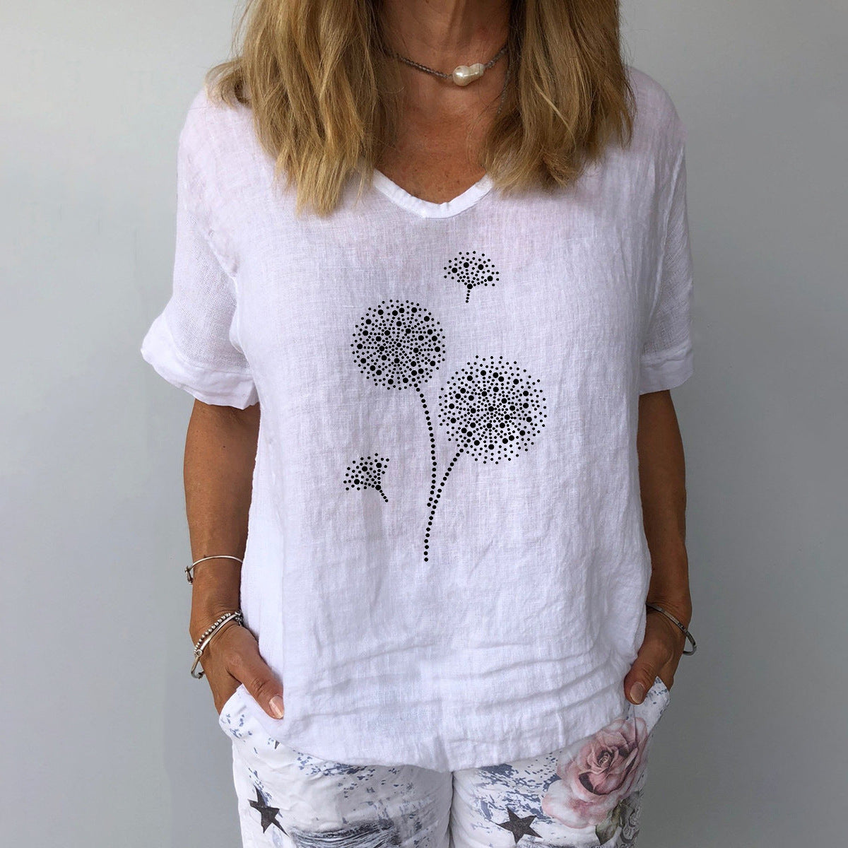 GR | Casual cotton-linen shirt for women