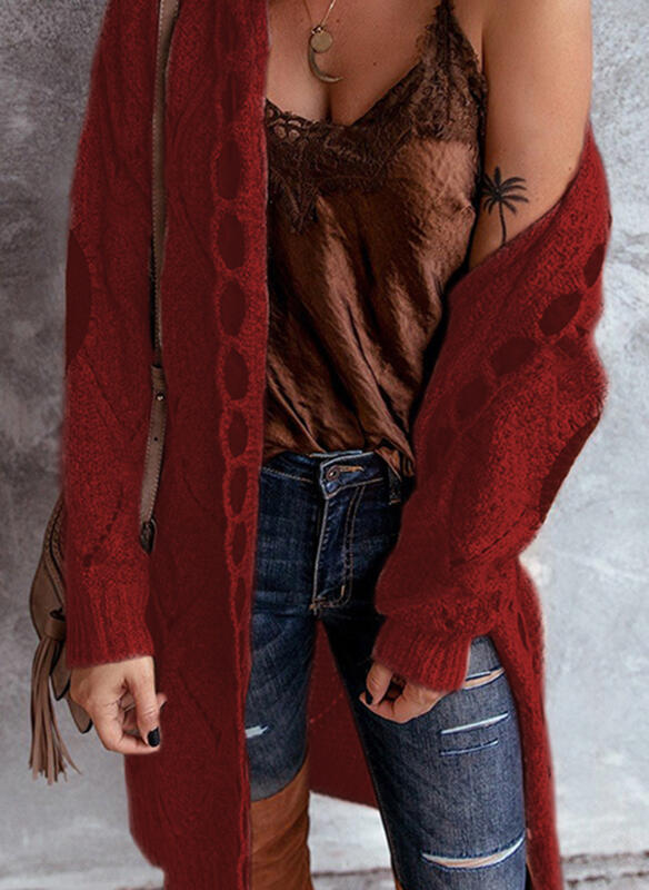 GR | Modische Strickjacke mit Kapuze