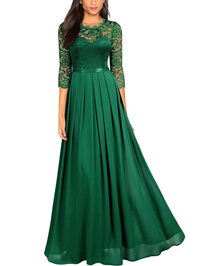 GR | Elegantes Chiffon Kleid Mit Spitzen Einsätzen Für Brautjungfern