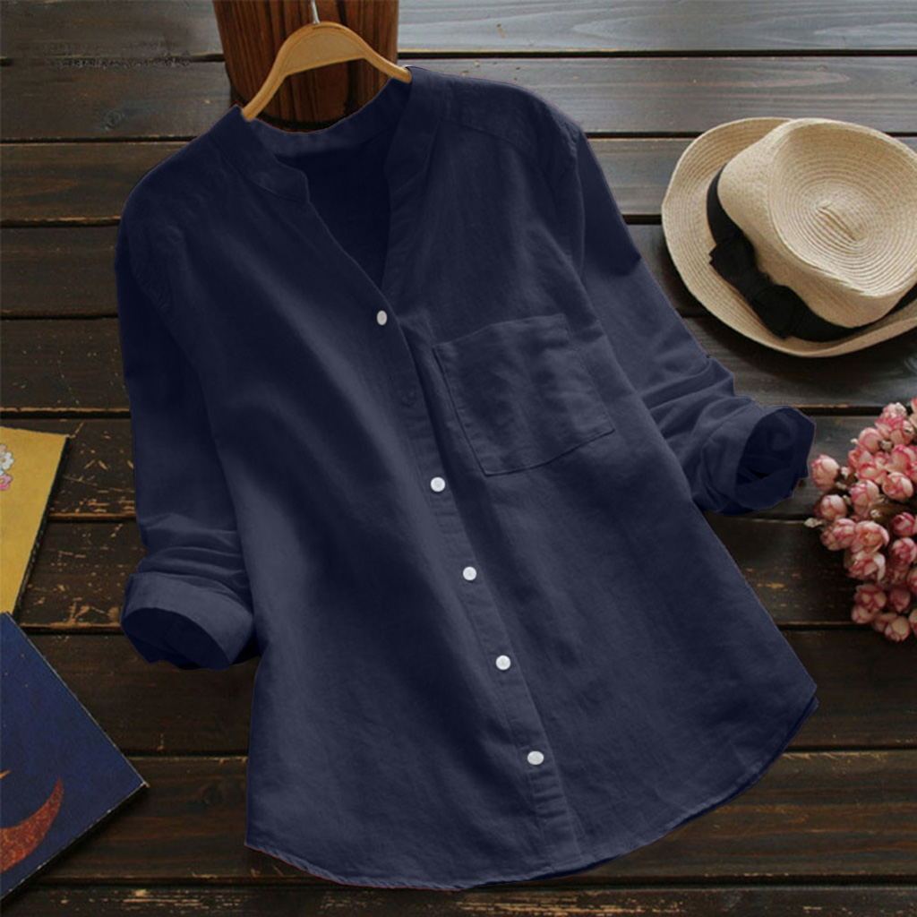 GR | Lässiges, Lockeres Hemd Aus Leinen Baumwolle