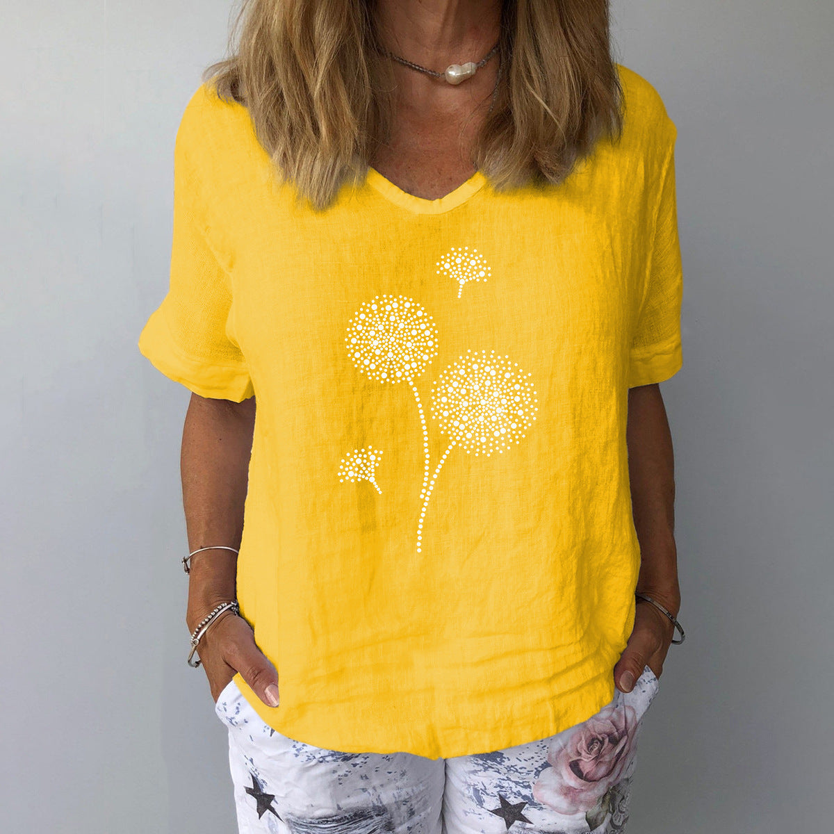 GR | Casual cotton-linen shirt for women