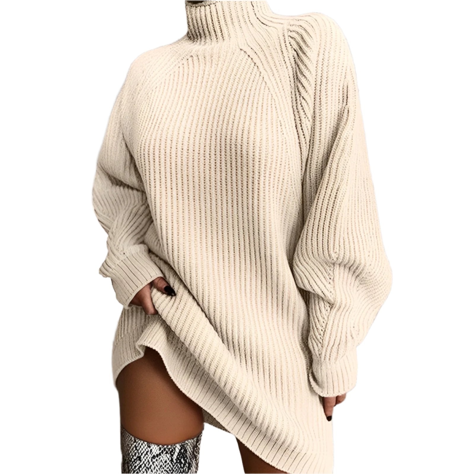 GR | Warmes Strickkleid Mit Rollkragen