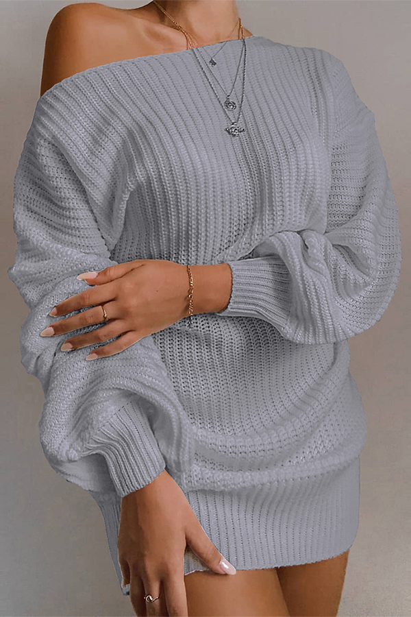 GR | Lässiges Herbst Off-the-Shoulder Strickkleid für Frauen