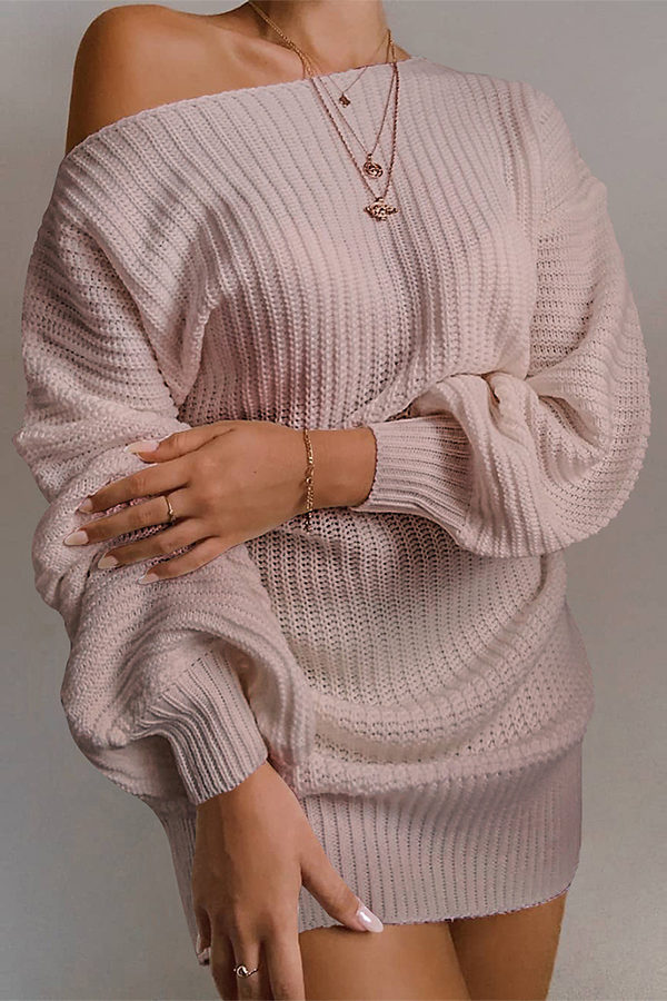 GR | Lässiges Herbst Off-the-Shoulder Strickkleid für Frauen