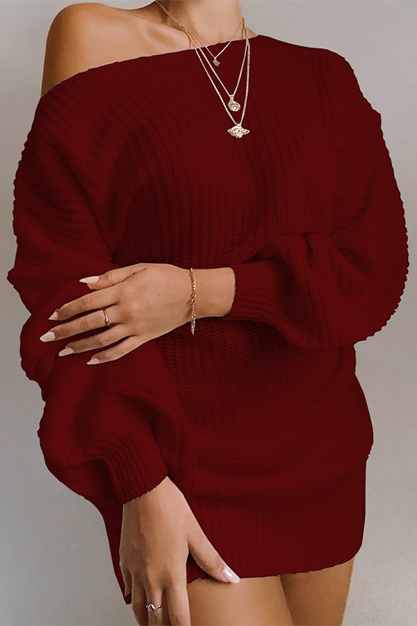 GR | Lässiges Herbst Off-the-Shoulder Strickkleid für Frauen