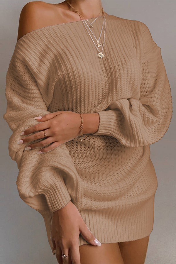 GR | Lässiges Herbst Off-the-Shoulder Strickkleid für Frauen