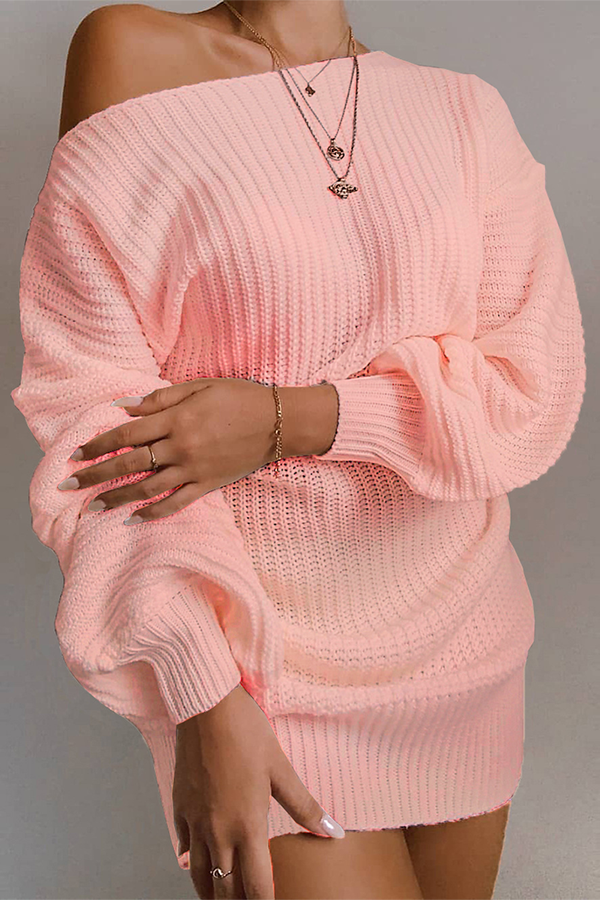 GR | Lässiges Herbst Off-the-Shoulder Strickkleid für Frauen