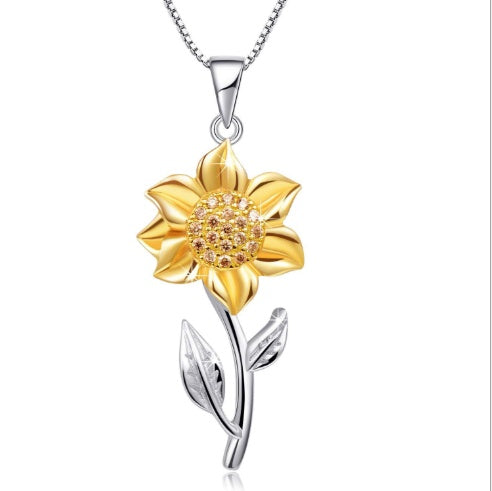 GR | Gold Necklace Made of Sterling Silver with Sunflower