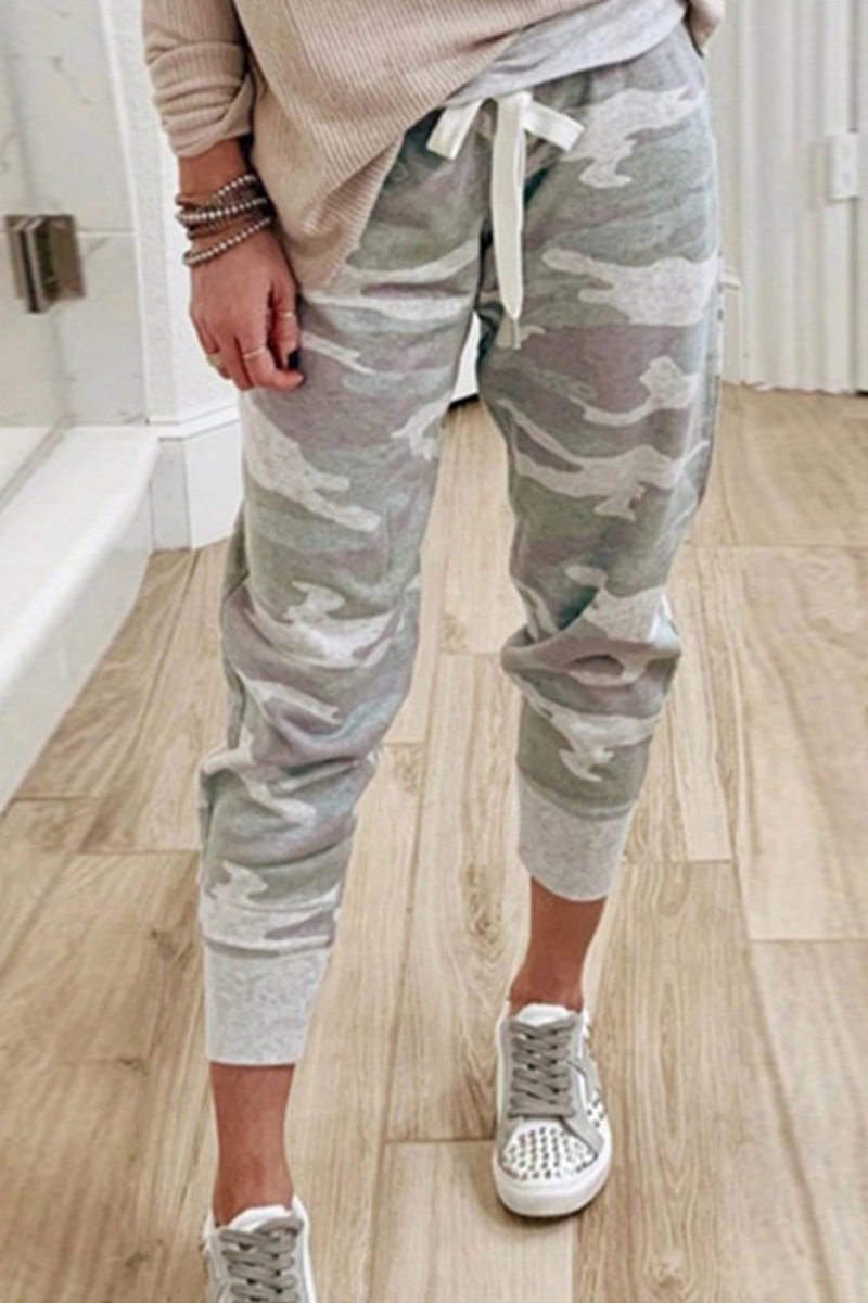 GR | Lässig Camouflage Druck Draw String Capri Patchwork Hosen
