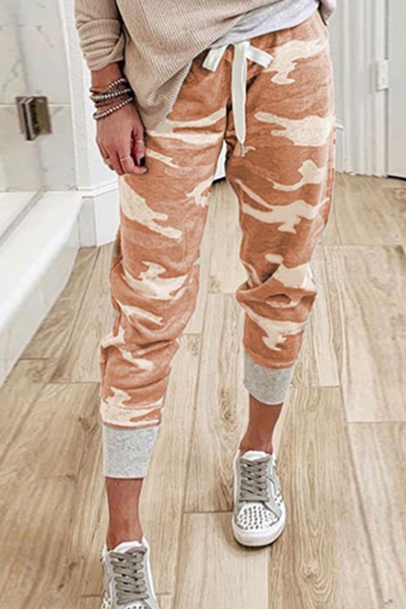GR | Lässig Camouflage Druck Draw String Capri Patchwork Hosen