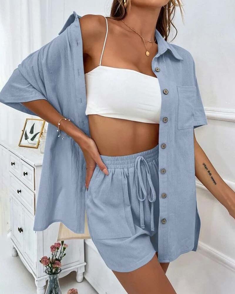 GR | Casual set consisting of a solid-color shirt and shorts
