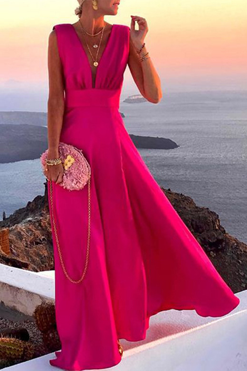 GR | Solid color dress with slit and cake skirt shape