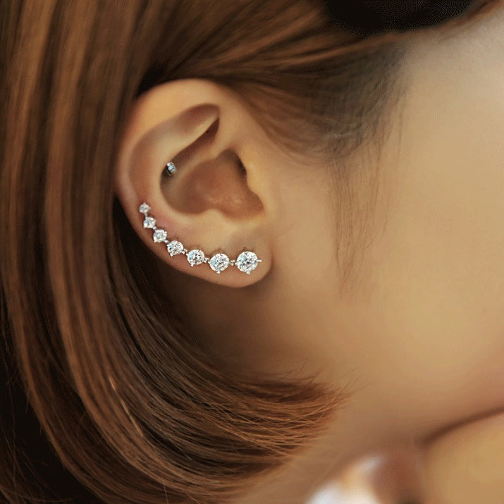 GR | Glamour Shiny Zircon 925 Sterling Silver Earring