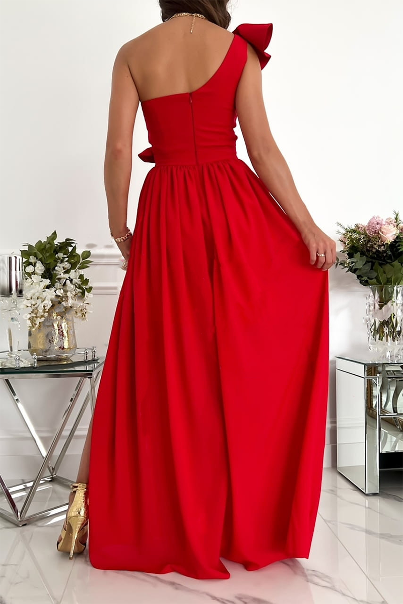 GR | Casual solid-color flounce one-shoulder cake skirt dresses - 6 colors