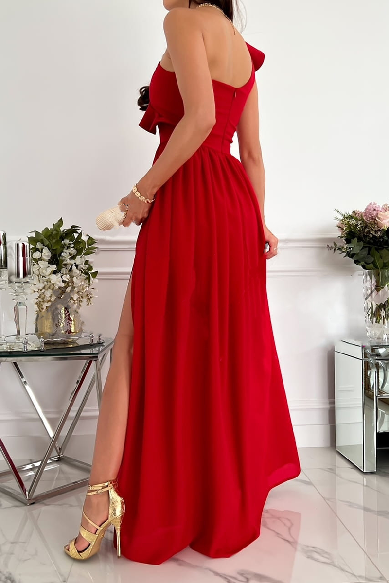 GR | Casual solid-color flounce one-shoulder cake skirt dresses - 6 colors