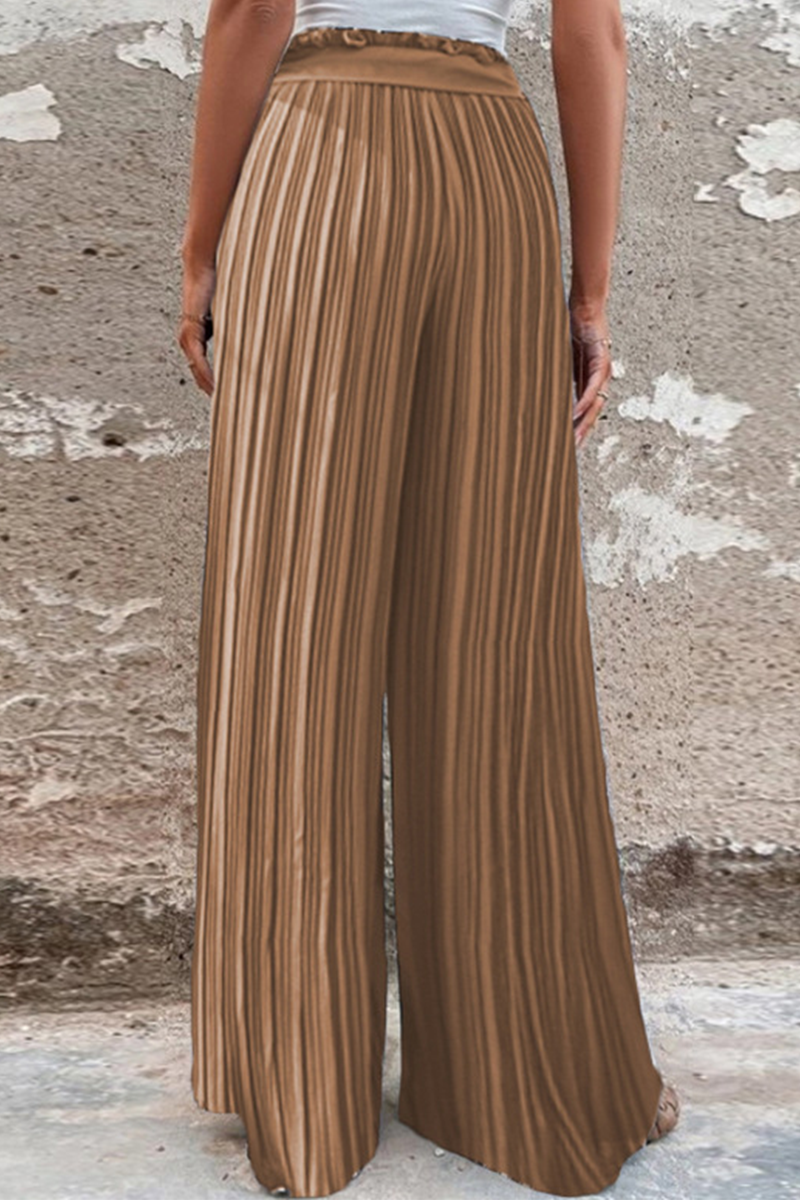 GR | Fashion Solid Color Pleated Loose Mid Waist Wide Leg Solid Color Pants - 4 Colors