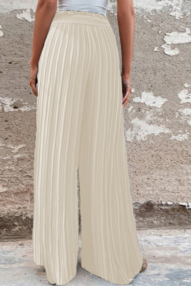 GR | Fashion Solid Color Pleated Loose Mid Waist Wide Leg Solid Color Pants - 4 Colors