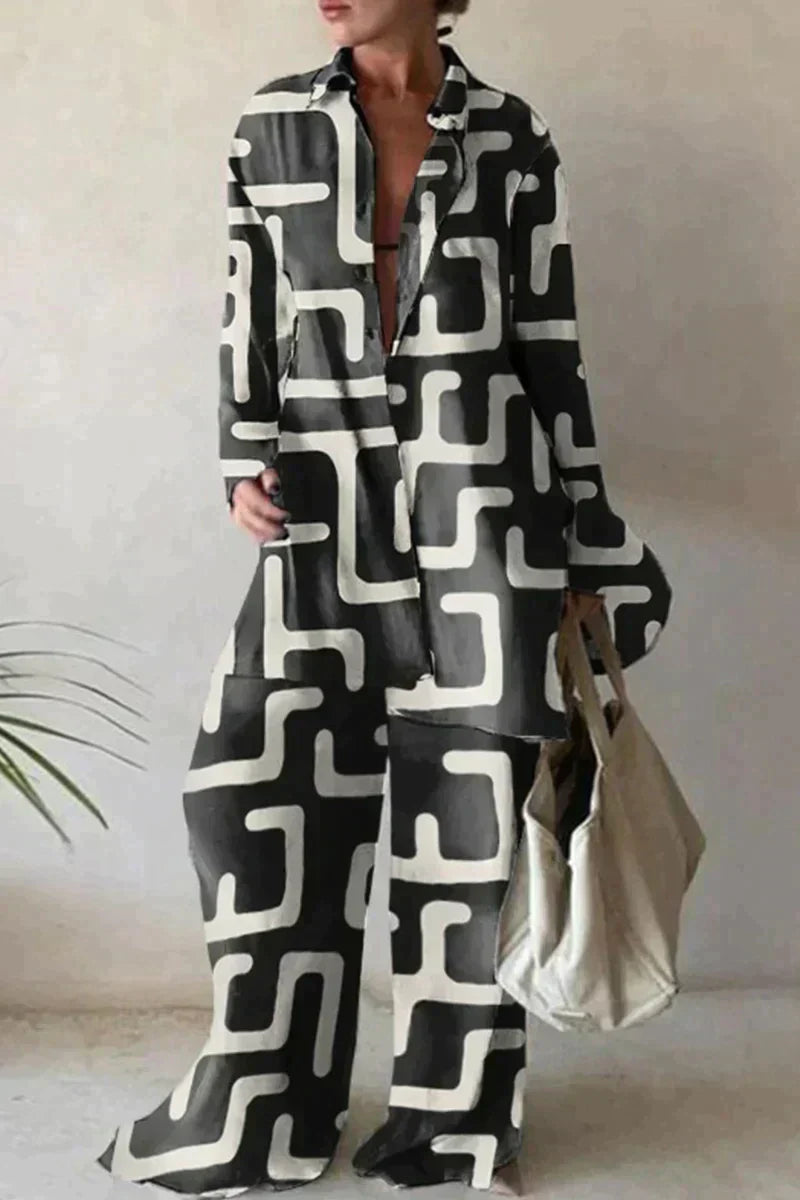 GR | Fashionable printed pantsuit for women