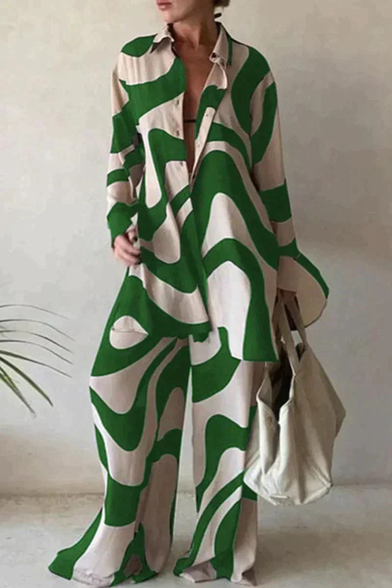 GR | Fashionable printed pantsuit for women