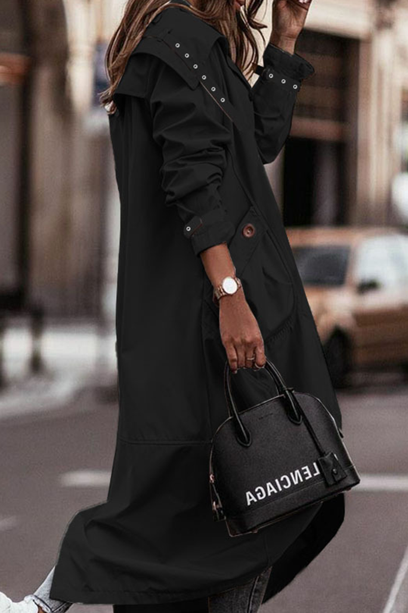 GR | Casual Solid Patchwork Skirt Collar Outerwear