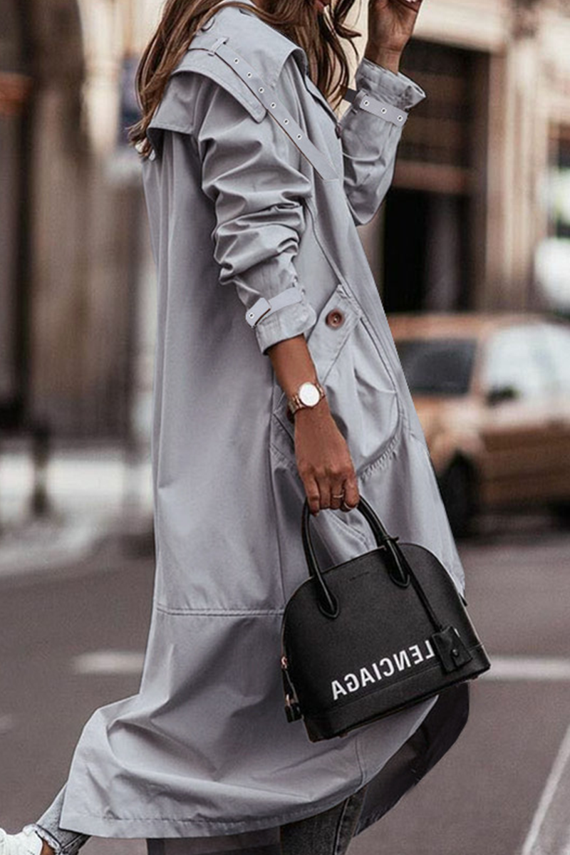 GR | Casual Solid Patchwork Skirt Collar Outerwear