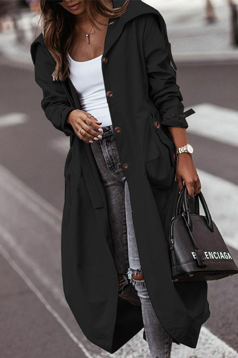 GR | Casual Solid Patchwork Skirt Collar Outerwear