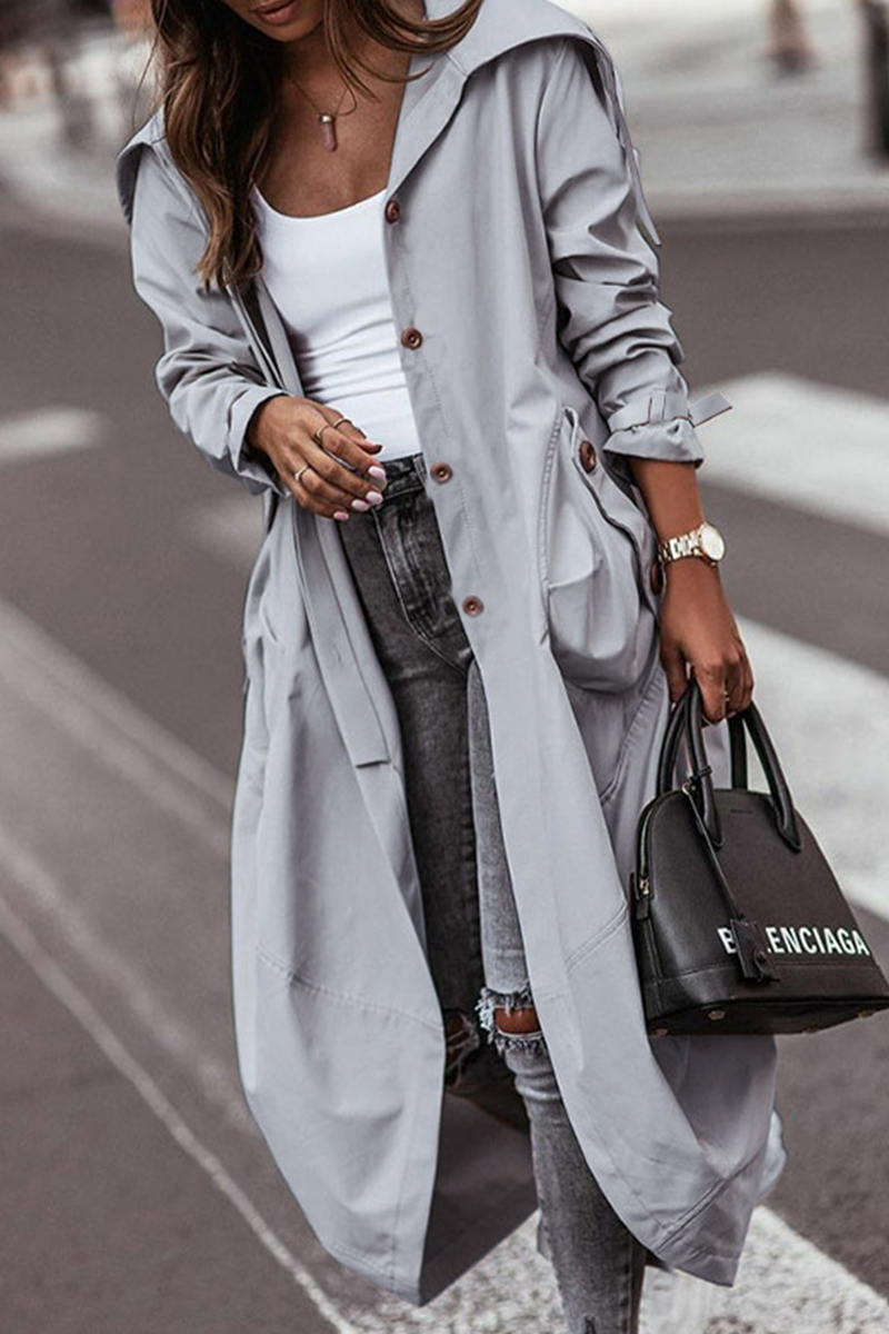GR | Casual Solid Patchwork Skirt Collar Outerwear