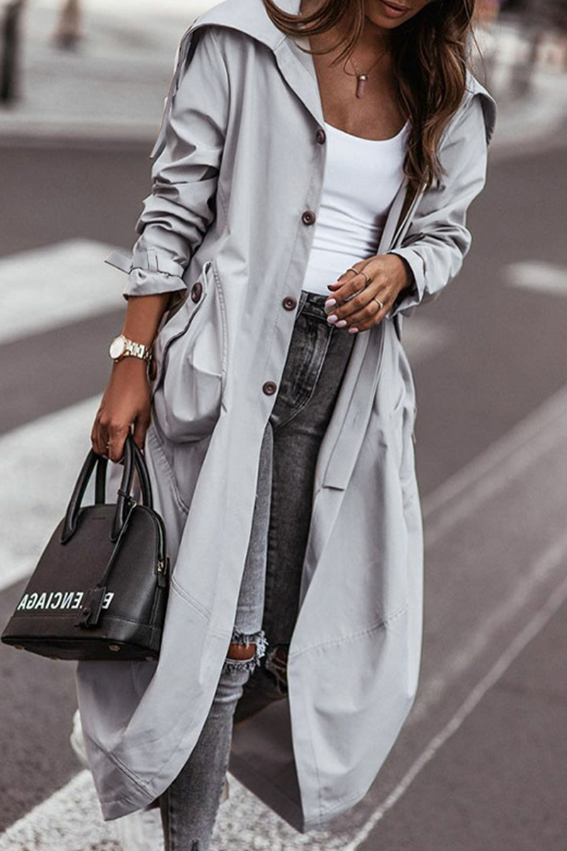 GR | Casual Solid Patchwork Skirt Collar Outerwear