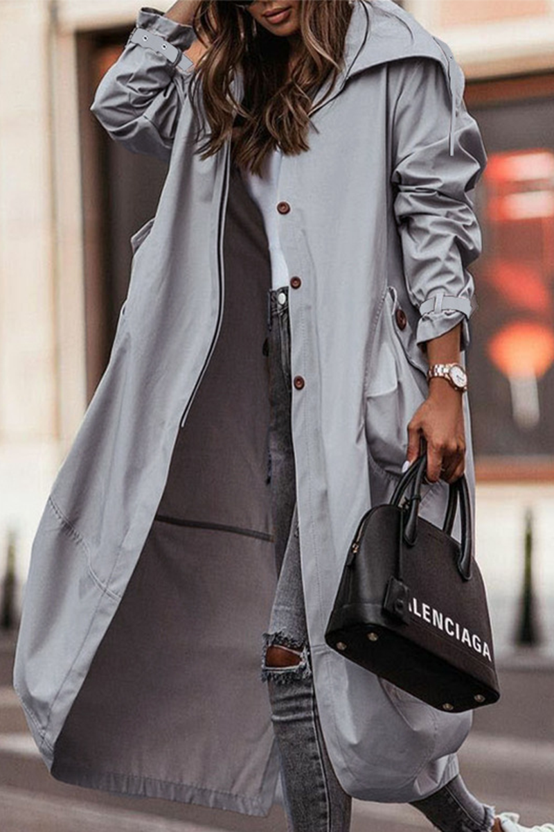 GR | Casual Solid Patchwork Skirt Collar Outerwear