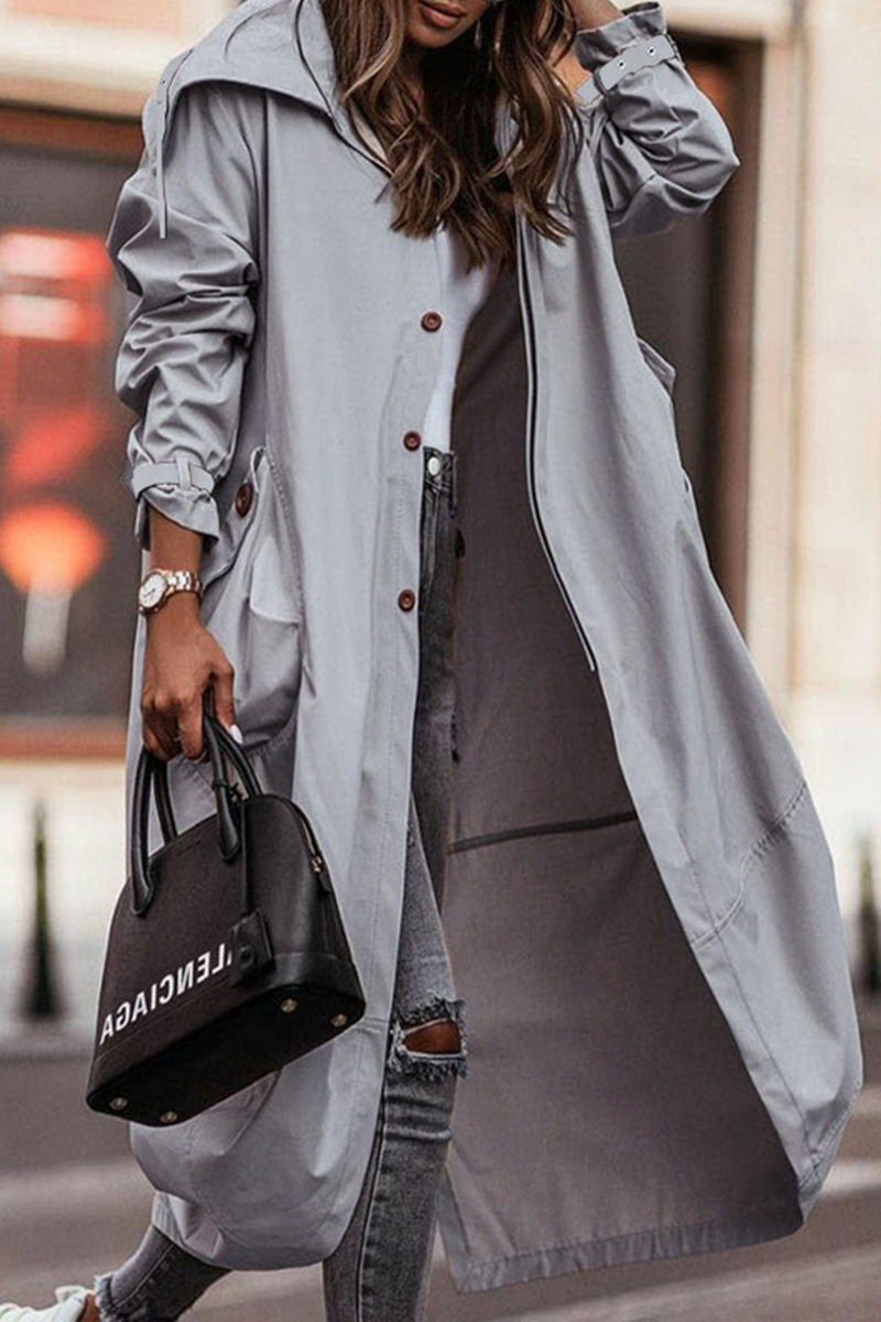 GR | Casual Solid Patchwork Skirt Collar Outerwear